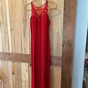 Vintage Andreatta Donatello red silk beaded dress small